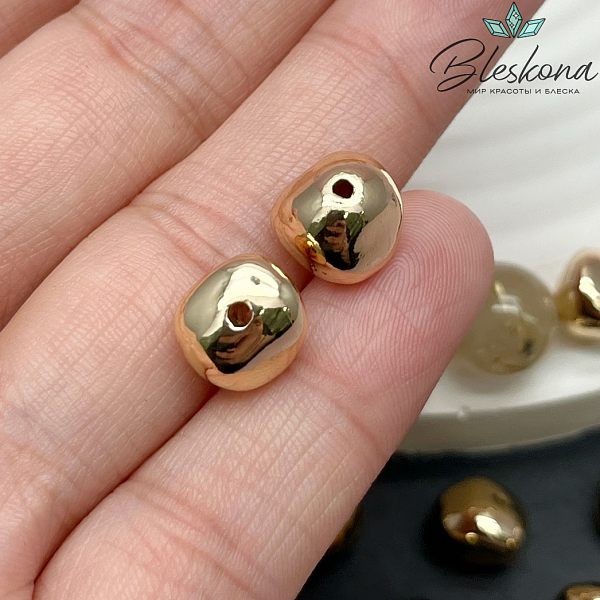 7,6*9,6 мм Цвет золото, Бусина фриформ 