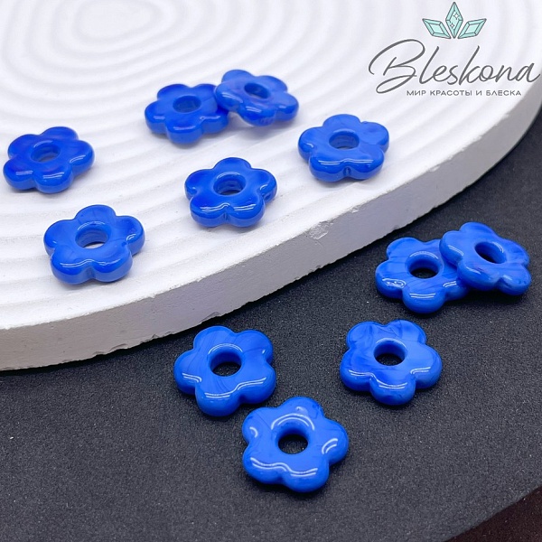 15 мм Подвеска цветок синий