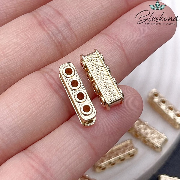 6*17 мм Цвет золото, Бусина разделитель 4 ряда
