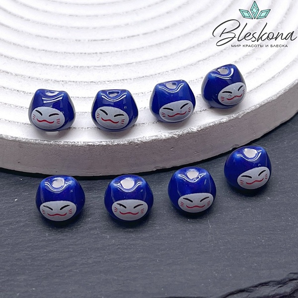 8*10 мм Керамика бусина Котик синий 