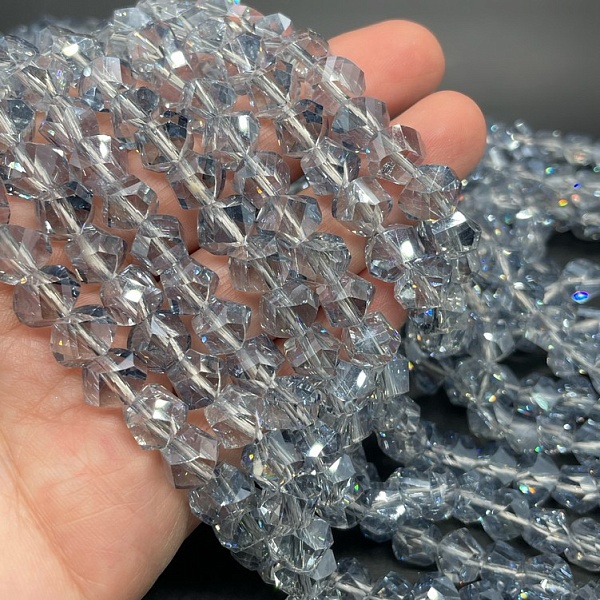 9,5 мм Стекло Lux, многоугольник, цвет серо- голубой