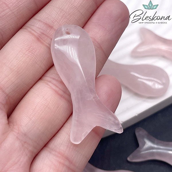 39*15 мм Подвеска рыбка Розовый Кварц