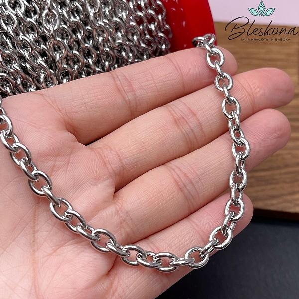 Цепь №154 цвет серебро 8*6 мм