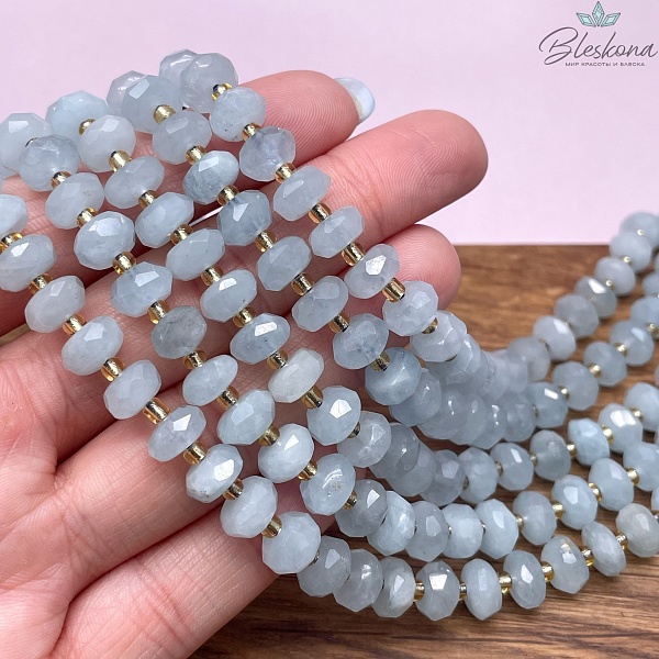Аквамарин алмазная огранка рондели 8*5 мм