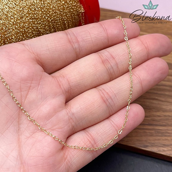 Цепь №127-1 цвет золото, сердце 1,5*2,2 мм