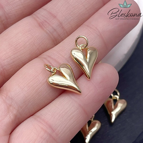 10,5*13,5мм Цвет золото, Подвеска сердце объемное