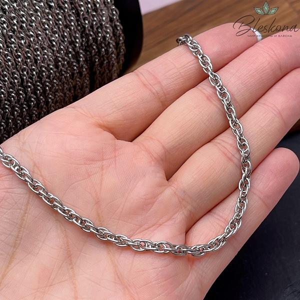 Цепь №С72 Цвет серебро 5*3,6 мм Сталь