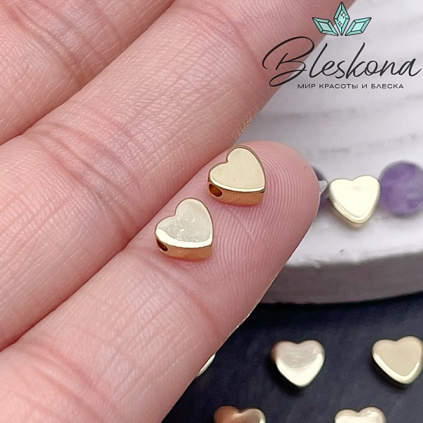 5,5мм Цвет золото, Бусина Сердце малое Люкс 