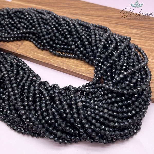 Обсидиан радужный микроогранка 4,5 мм