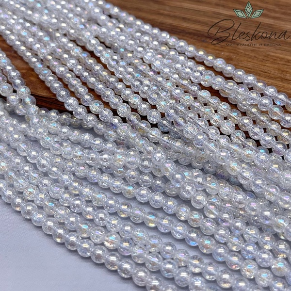 Кварц снежный белый с переливом (имитиация) 4 мм