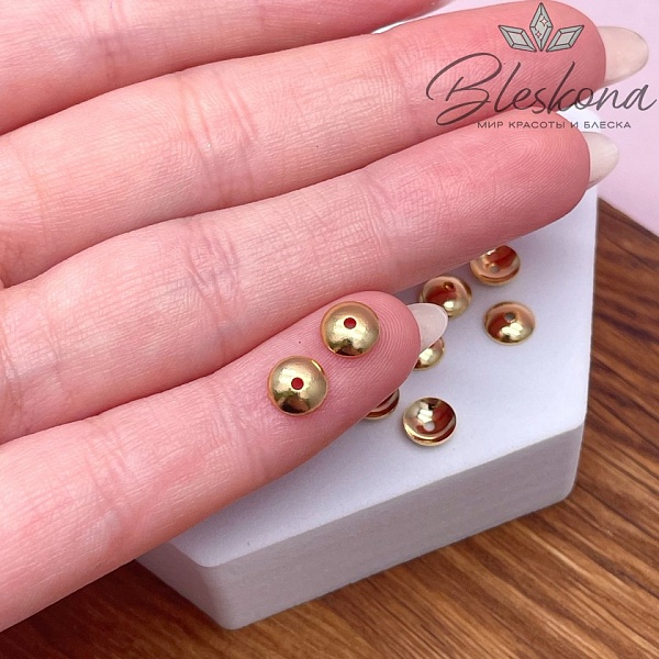 6 мм Цвет золото, Шапочка гладкая