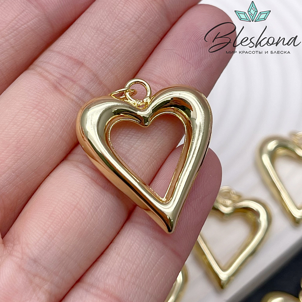 29*25,5 мм Цвет золото, Подвеска сердце контур 