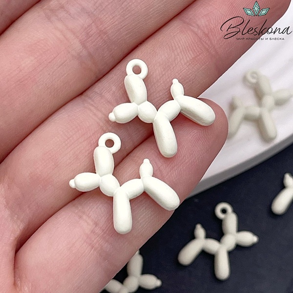 14*18 мм, Подвеска пудель белая эмаль матовая