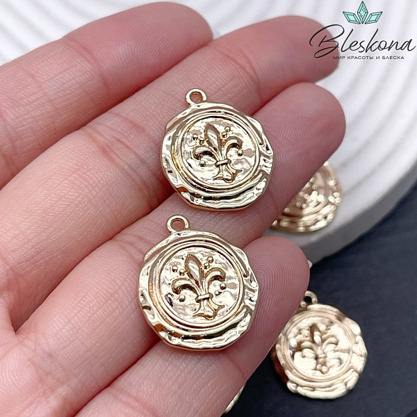 21*17 мм Цвет золото, Подвеска Лилия монета 