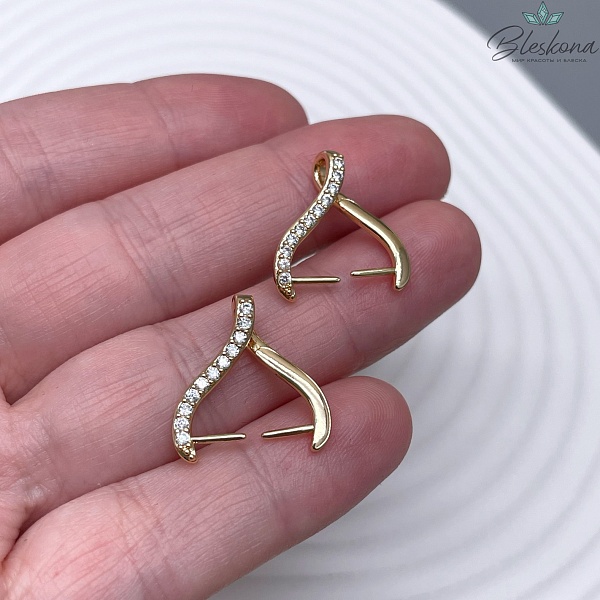 18,5*16,5 мм Цвет золото, Бейл Зажимной цирконы