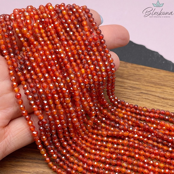Циркон огранка оранжевый 3 мм (кубический цирконий, фианит) 
