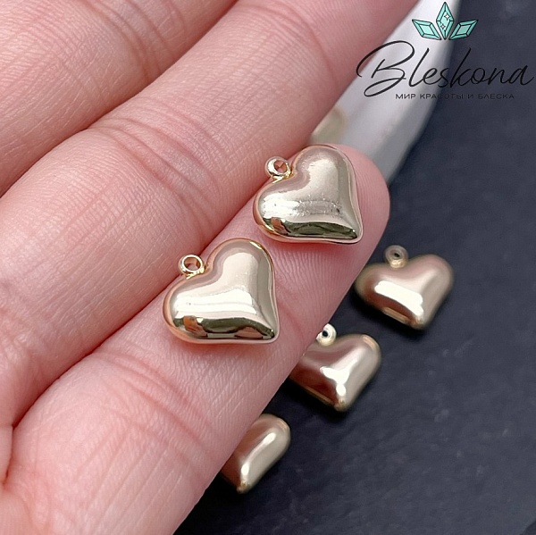 11*11,5мм, цвет золото, Подвеска сердце плоское 