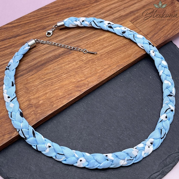 Шнурок косичка под кулон цвет микс №6, серебро 40 см