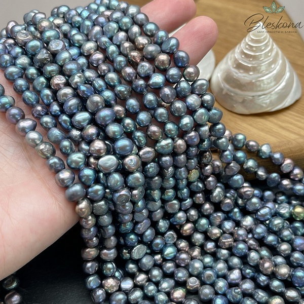 Жемчуг барочный черный хамелеон 6,5-7,5 мм 