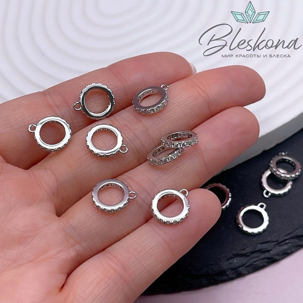 10 мм Цвет серебро, Бейл цирконы неразъемное кольцо