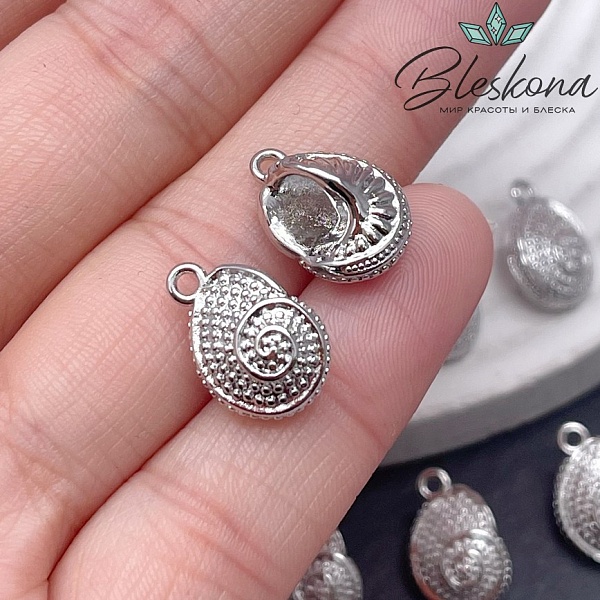 14,5*10 мм Цвет серебро, Подвеска Ракушка улитка