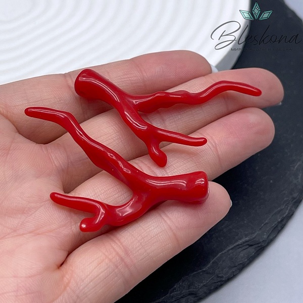 46*32 мм Подвеска ветка коралла ярко-красная