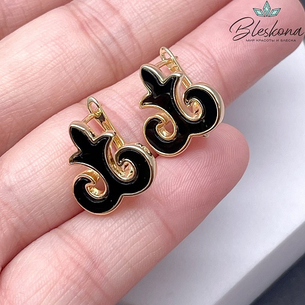 15*16 мм Цвет золото, Швензы Этно черная керамика