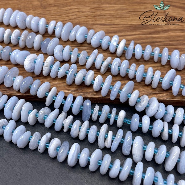 Агат голубой (Сапфирин) галтовка (3-6)*(10-15) мм