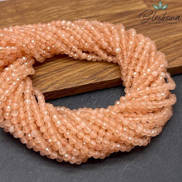Кошачий глаз персиковый микроогранка (имитация) 4 мм
