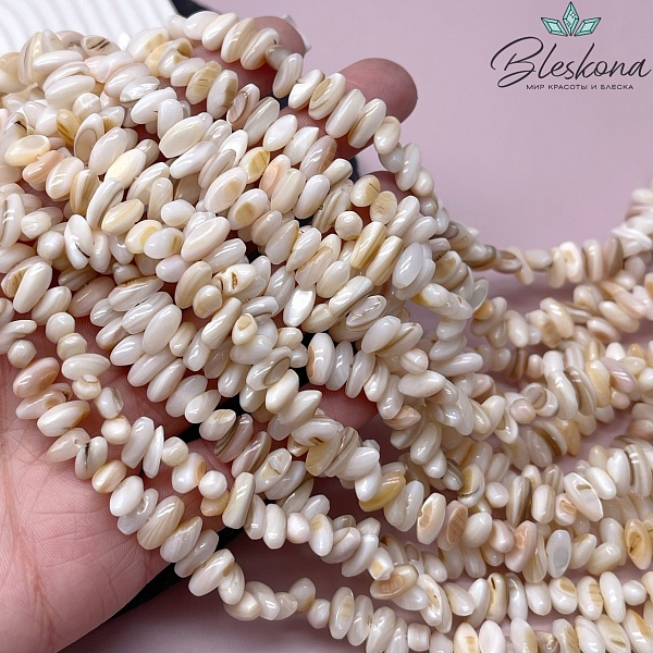 Перламутр рис отверстие поперек, цвет бежевый 4*9,5 мм