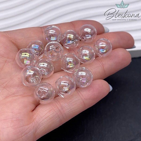 12 мм Бусина шар стекло прозрачное с переливом