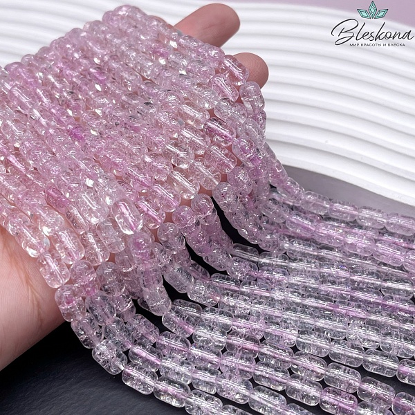 Кварц снежный розовый бочата 9*6 мм