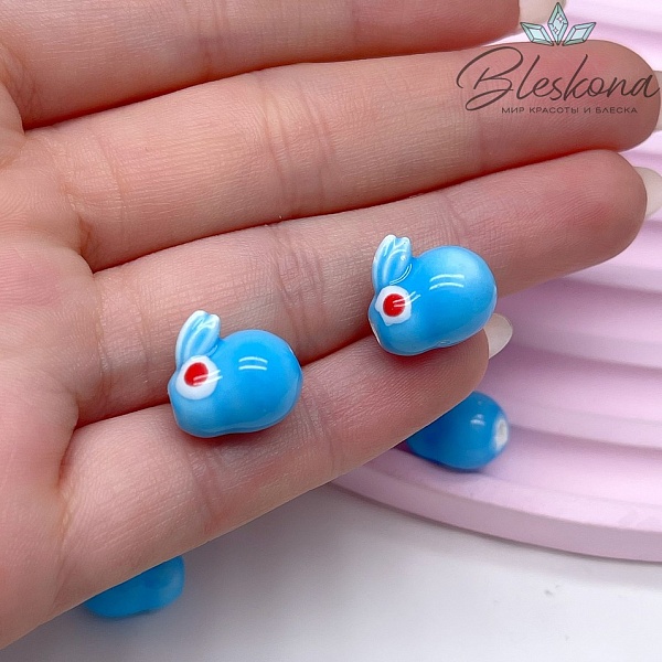 13 мм Керамика бусина кролик ярко-голубой