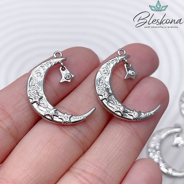 25,5*19 мм Цвет серебро, Подвеска полумесяц