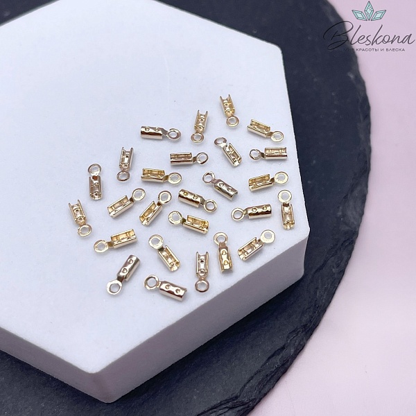 7,5*2,5 мм Цвет золото, Зажим-Концевик для шнура точки
