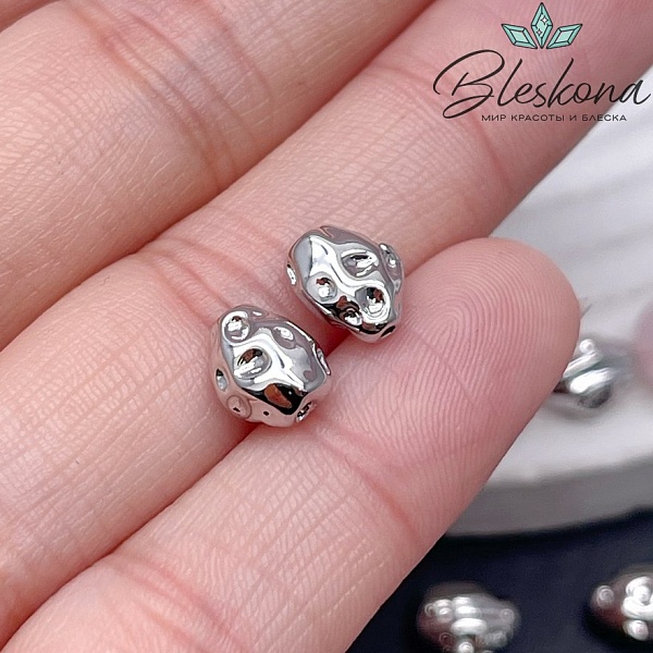 8,5*7 мм Цвет серебро, Бусина фактурная фриформ 