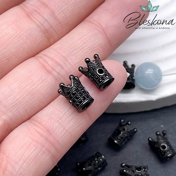 Бусина Корона, цвет черный,10*5,5мм