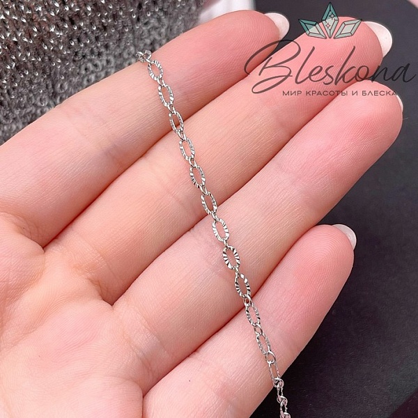 Цепь №72 цвет серебро, овал резной 4,6*2,4 мм