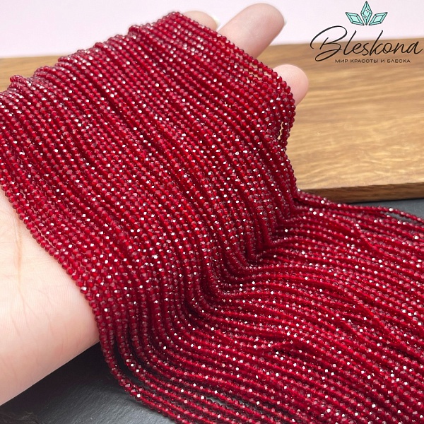 2 мм Бусины стекло бордовое алмазная огранка