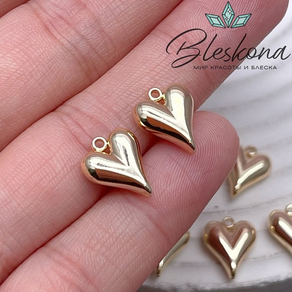 12*10 мм Цвет золото, Подвеска сердце объемное 