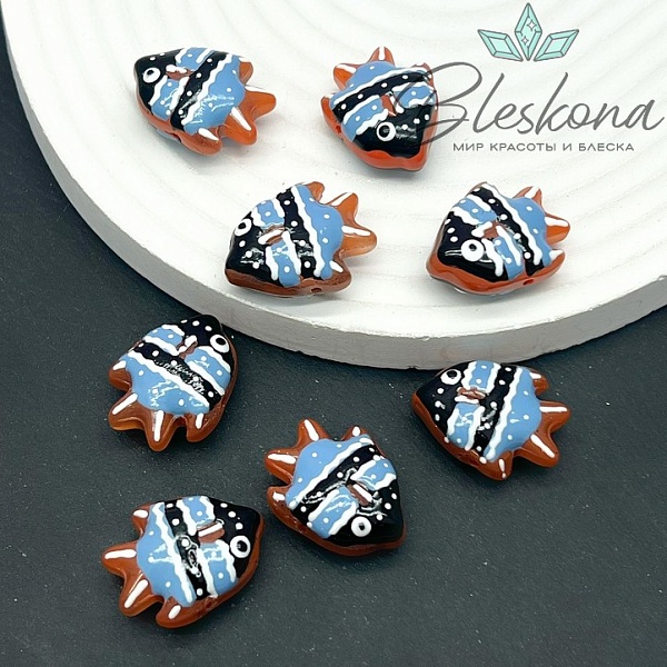 22*17 мм  Бусина рыбка коричневая