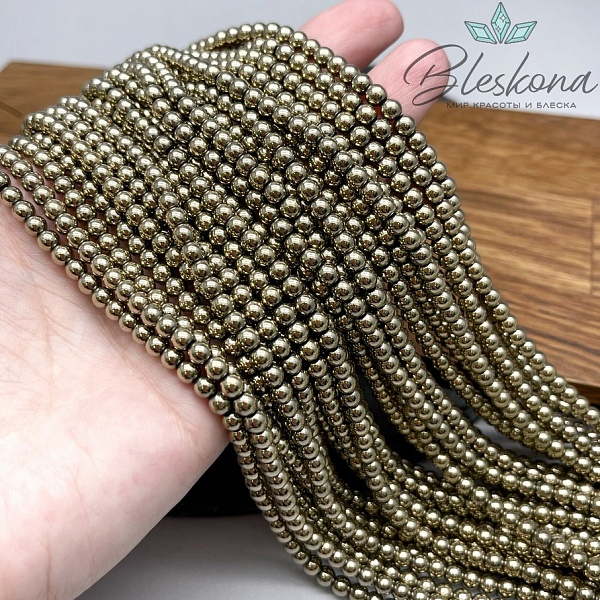 4 мм Гематин имитация, цвет темное золото 