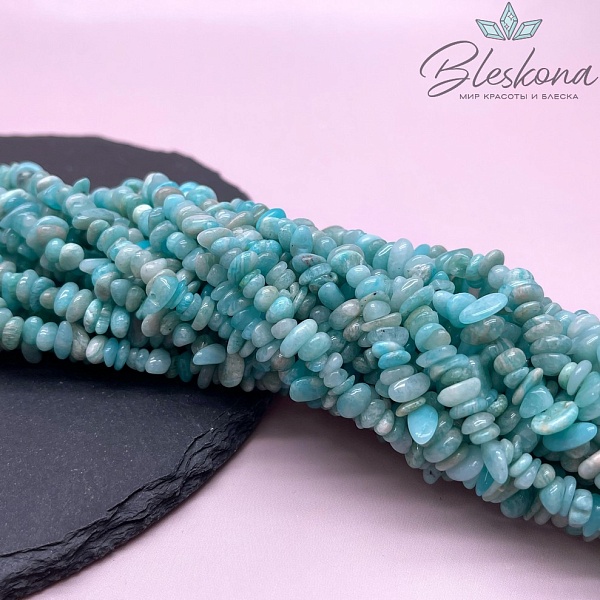 Крошка Амазонит №1 ширина бусин ~ 5-9 мм