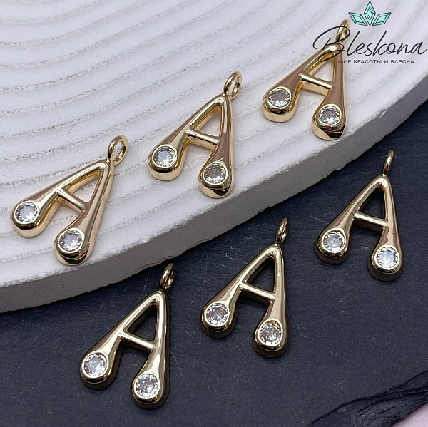 25*16,5 мм Цвет золото, Буква гладкая цирконы