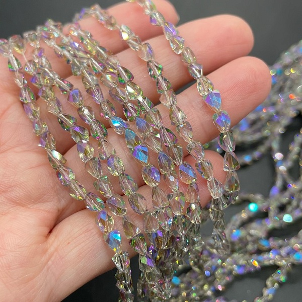 4*5 мм Стекло Lux, треугольник, песочный с переливом