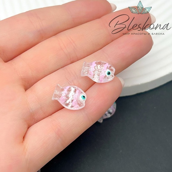 14*10 мм  Бусина рыбка прозрачная