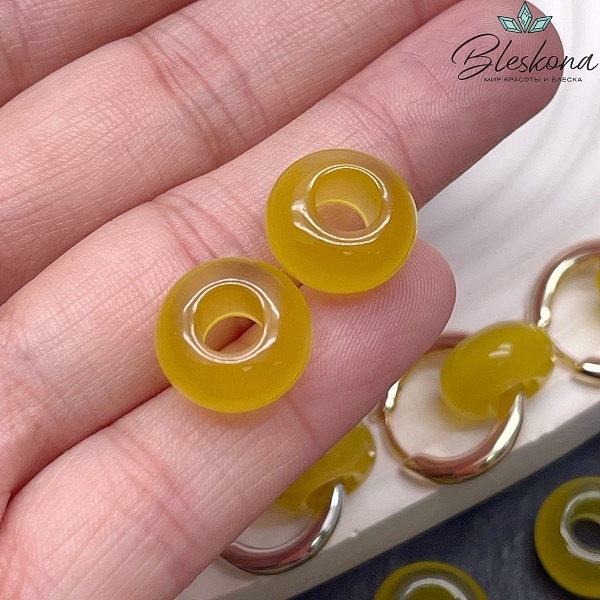 Бублик Кошачий глаз желтый (имитация) 14 мм