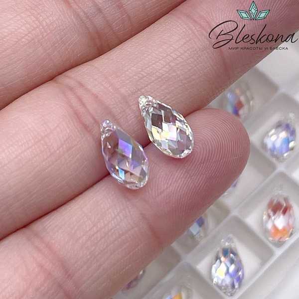 6010 Briolette Pendant 11*5,5 мм Crystal Aurore Boreale (AB)
