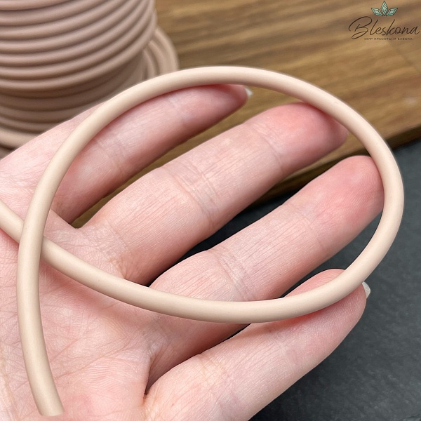 Каучуковый полый шнур, Цвет светло-коричневый 4 мм