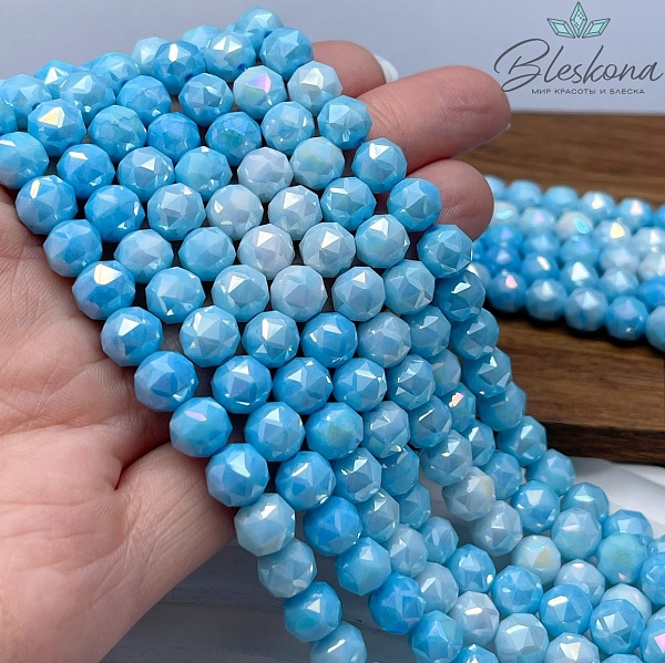 Стекло Lux голубое огранка  8 мм